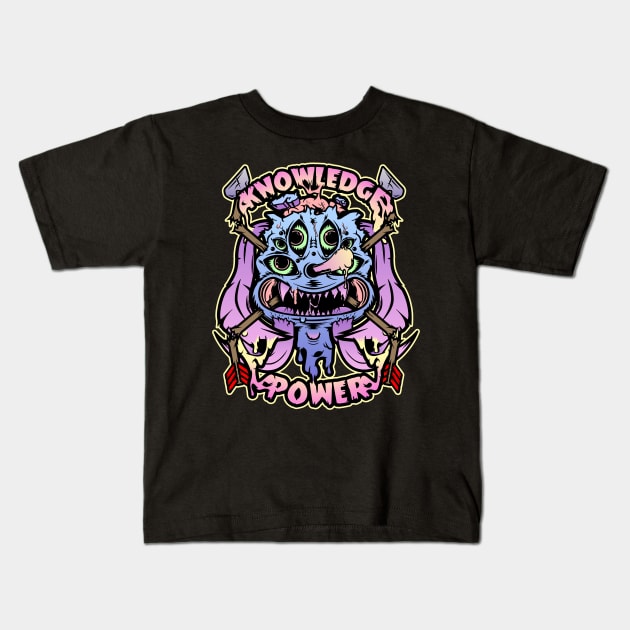 Knowledge and Power Monster Illustration Kids T-Shirt by BCArtDesign